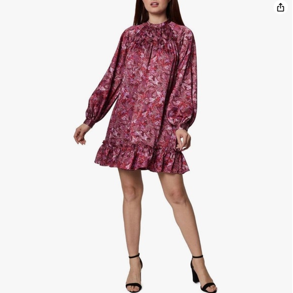 BCBGeneration Women's Long Sleeve Mock Neck Flounce Hem Mini Dress Size 8 NWT - Picture 1 of 12